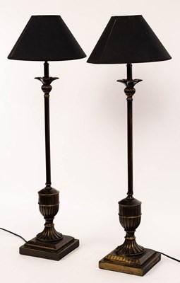 Lot 831 - A pair of lamps with stepped bases and vase...