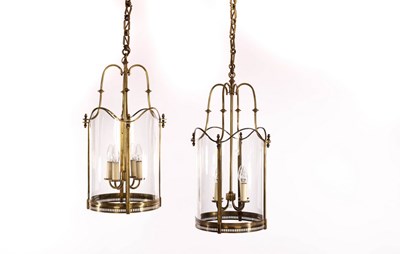 Lot 833 - A pair of Maison Jansen gilt metal hall lights,...