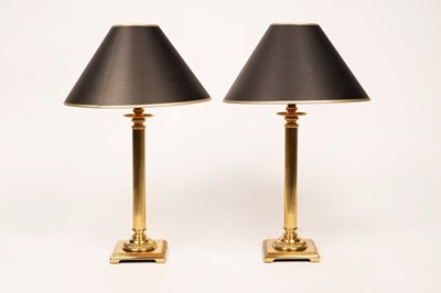 Lot 845 - A pair of table lamps of column form, 46cm high