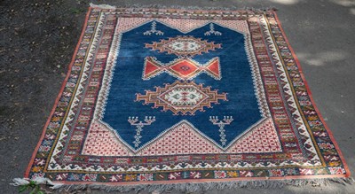 Lot 853 - A Hamadan style rug, the blue ground central...