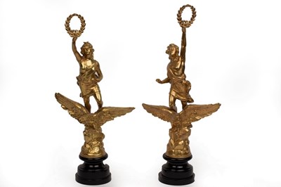 Lot 886 - A pair of gilt metal Classical figures, each...