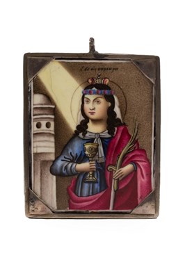 Lot 888 - An 18th Century Russian enamel plaque within a...