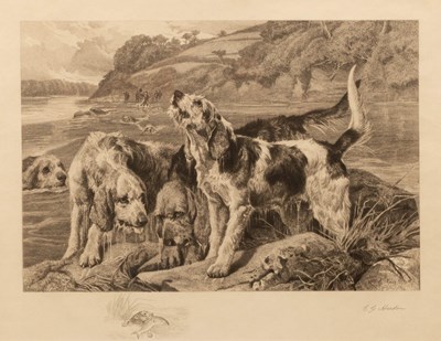 Lot 975 - After John Sargent Noble/Otter Hounds on the...