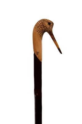 Lot 1001 - A walking stick with woodcock terminal, hand...