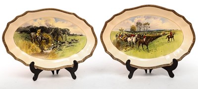 Lot 1023 - Two Copeland & Sons oval dishes of hunting...