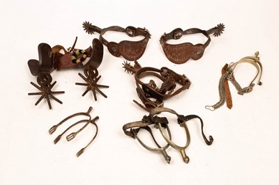 Lot 1048 - Six pairs of Western spurs, various...