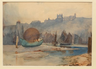 Lot 1090 - Mary Richardson/Whitby Harbour with Fishing...