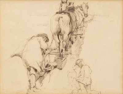 Lot 1096 - Alfred Strutt (1856-1924)/Ploughing/pencil...