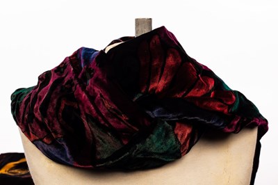 Lot 12 - A Beckford silk velvet scarf with abstract...