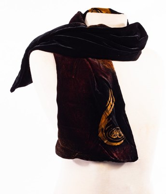 Lot 12 - A Beckford silk velvet scarf with abstract...