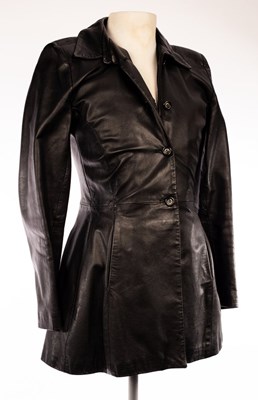 Lot 18 - Emporio Armani, a longline black leather...