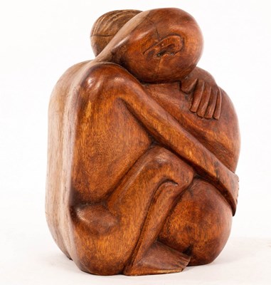 Lot 65 - Mestrovic, a wood sculpture, seated couple...