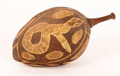 Lot 75 - Aboriginal 20th Century, a boab nut carved in...