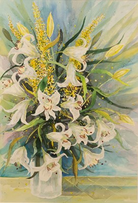 Lot 435 - John Lancaster (born 1930)/Lilies/watercolour,...