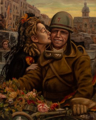 Lot 467 - M de Winter/Liberation/girl kissing an...