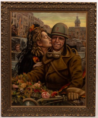 Lot 467 - M de Winter/Liberation/girl kissing an...