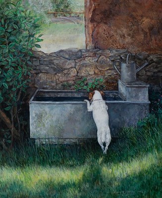 Lot 495 - Mary Carter/Roy at the Trough/oil on board, 14....