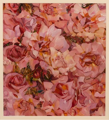 Lot 498 - Loes Agoust/Drowning in Apricot Roses/signed...