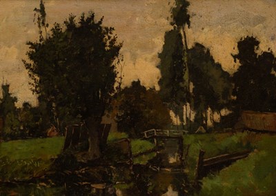 Lot 528 - A Menkhard/Landscape with a Stream/oil on...