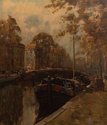 Lot 534 - 20th Century/Canal Scene/signed indistinctly,...