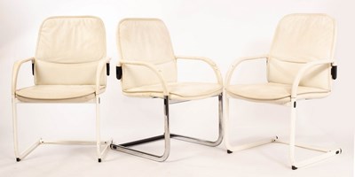 Lot 570 - Three Froscher armchairs, one with chromium...