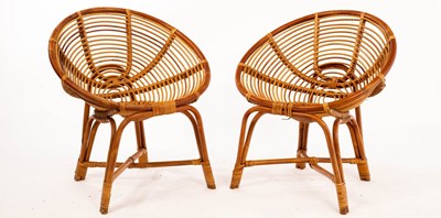 Lot 592 - Style of Franco Albini, a pair of rattan hoop...