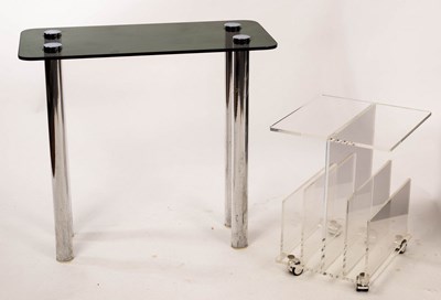 Lot 608 - A 20th Century console table, smoked...