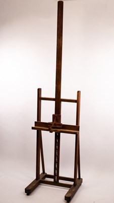 Lot 609 - An artist's oak easel, with adjustable rest,...