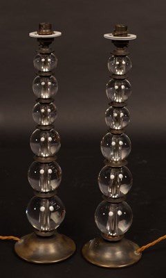 Lot 626 - A pair of table lights, the column of each six...