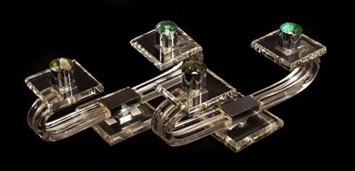 Lot 627 - A pair of Art Deco style glass and perspex...
