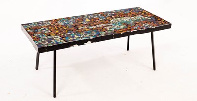 Lot 633 - A coffee table with mosaic top, 85cm x 36.5cm