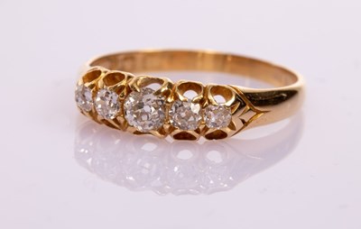 Lot 13 - A Victorian five-stone diamond ring in an 18ct...