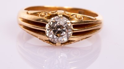 Lot 15 - A Victorian diamond solitaire ring, the old...