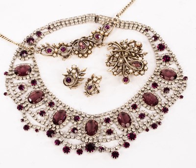 Lot 23 - A faux amethyst and diamond costume jewellery...