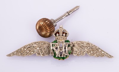 Lot 35 - An RAF sweetheart brooch, set throughout with...