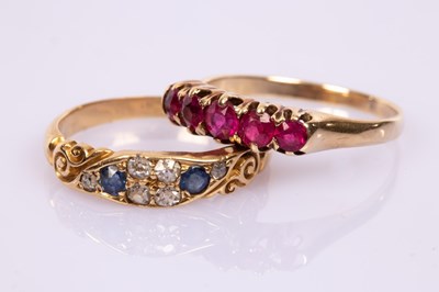 Lot 74 - A Victorian sapphire and diamond dress ring,...