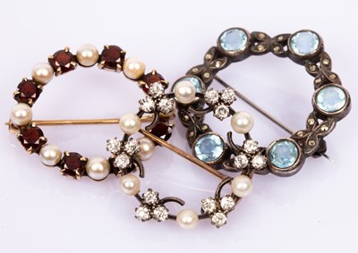 Lot 84 - A Victorian diamond and pearl wreath brooch,...