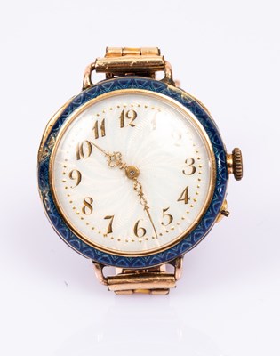 Lot 104 - A Swiss enamel wristwatch by Gustave Badollet,...