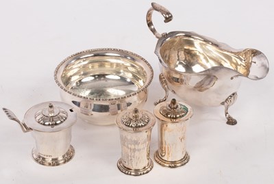 Lot 133 - A silver cruet, RE Stone, London 1949, a sugar...