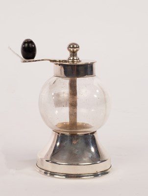 Lot 134 - A spherical glass pepper mill with silver...