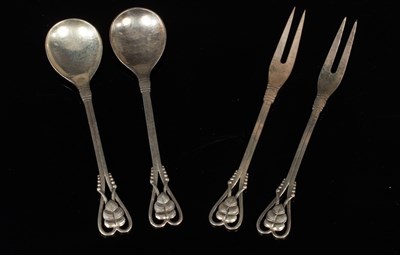 Lot 150 - A pair of Georg Jensen silver spoons and...