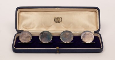 Lot 159 - A set of four Art Deco silver menu holders,...