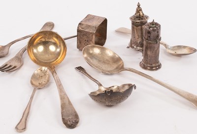 Lot 160 - A small quantity of silver to include a sauce...