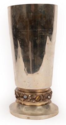 Lot 167 - A German 800 standard silver and gemstone vase,...