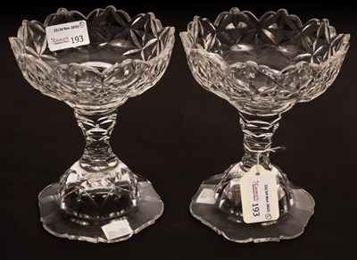 Lot 193 - A pair of Victorian cut glass sweetmeat dishes,...