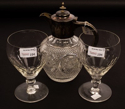 Lot 194 - A pair of wine glasses with thumb pressed...