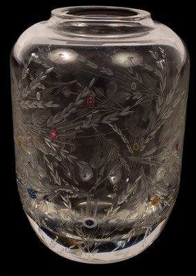 Lot 204 - A Saint Louis cut crystal canister form vase...