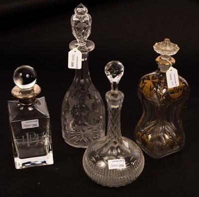 Lot 206 - Two Victorian decanters and stoppers with cut...