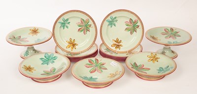 Lot 218 - A Minton floral dessert service decorated...