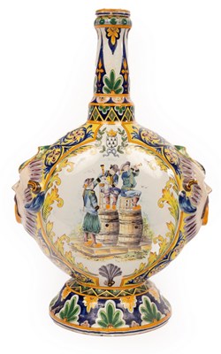 Lot 223 - A Quimper HB Factory large pilgrim shaped-vase...